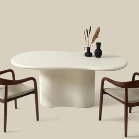 Organische Eettafel Wit Betonlook 200 Cm - 200 X 110cm.