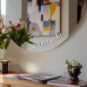 Spiegelsticker S49 – SELFIE HERE. (round)
