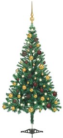 vidaXL Kunstkerstboom met LED's en kerstballen 230 takken 120 cm