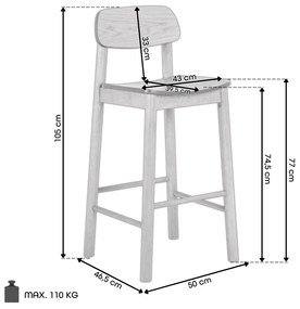 ZARION Natuurlijk eiken - HOUTEN BARKRUK VOOR KEUKEN SALON RESTAURANT