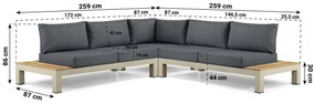 Loungeset 5 personen Aluminium/Teak Taupe Lifestyle Garden Furniture Vittoria