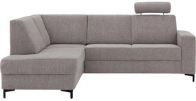 Goossens Basic Hoekbank Helsinki Incl. Hoofdsteun bruin, stof, 2-zits, modern design met ligelement links