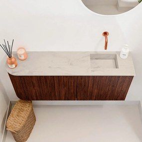 Mondiaz Joya DLux 100cm toiletmeubel ronding links ruby met wastafel faye rechts zonder kraangat opalo