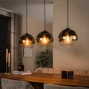 Eettafel Hanglamp Met Rookglas Bollen Goud