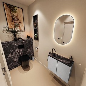 Mondiaz Ture DLux toiletmeubel 60cm plata met wastafel lava links met kraangat