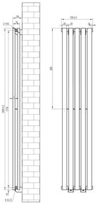 Eastbrook Tunstall dubbele radiator 35x180cm 1190W zwart mat