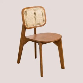 Pakket Van 4 Defne Houten Eetkamerstoelen Walnootbruin - Sklum