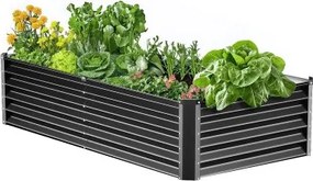 VEVOR Metalen verhoogde bak 180x90x44cm Gegalvaniseerde buitenbak met open bodem, plantbed, groot groentebed voor het kweken van groenten, bloemen, kruiden en vetplanten, donkergrijs