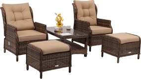 Malaga Terrace bruin technorattan set met Garden Point poefs