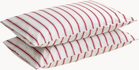 Katoenen perkal kussenslopen Striped Coral, 2-delig