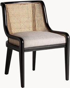 Loungefauteuil Velburg van rubberhout & rotan met gestoffeerde zitvlak