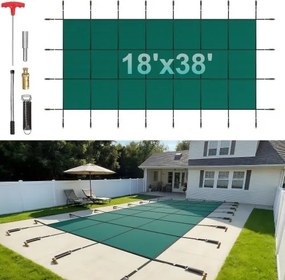 VEVOR Zwembadhoes, Rechthoekig, 5,47 x 11,47 m, Polypropyleen Zwembadoverkapping, Groene Winterzwembadhoes, Stofwerende Veiligheidshoes, Zwembadhoes met Dicht Gaas, Veiligheidshoes voor Zwembaden