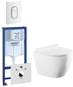 QeramiQ Salina Compact toiletset bestaande uit inbouwreservoir, compact wandcloset met toiletzitting en bedieningsplaat verticaal wit 0729205/0729242/sw258541/