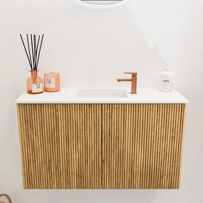 Mondiaz Joya 70cm toiletmeubel oak met wastafel faye midden 1 kraangat talc