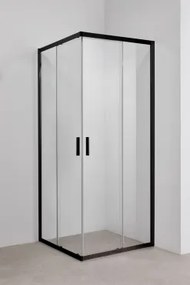 Vierkante Douchewand Met Schuifdeuren, 6 Mm Gehard Glas En Aluminium Brent Transparant & Matzwart & 80 X 80 X 195 Cm - Sklum