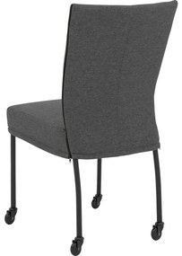 Goossens Eetkamerstoel Funk Zwarte Poten donkergrijs stof leuning en met wielenZwart skater wiel met zwarte kap, modern design