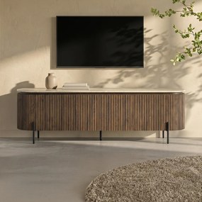TV Meubel Walnoot Met Marmer - 200x40x55cm.