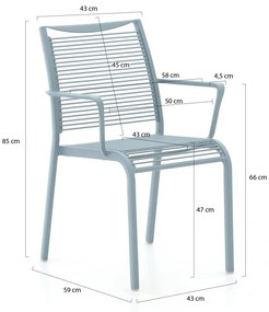 Apple Bee Hawaii/Menzano 160cm dining tuinset 5-delig stapelbaar