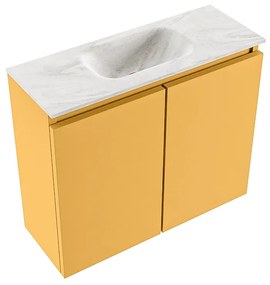 Mondiaz Ture DLux toiletmeubel 60cm ocher met wastafel ostra midden met kraangat