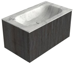 Mondiaz Kurve-dlux 80cm badmeubel shadow met 1 lade en wastafel big small midden zonder kraangat opalo
