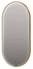 INK SP28 spiegel - 50x4x100cm ovaal in stalen kader incl dir LED - verwarming - color changing - dimbaar en schakelaar - geborsteld mat goud 8409412