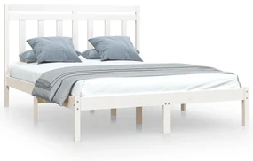vidaXL Bedframe massief hout wit 140x190 cm