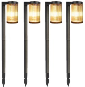 Set van 4 Aurora LED Solar Tuinlamp Zwart Tuinverlichting Zwart