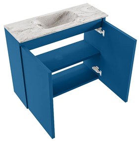 Mondiaz Ture DLux toiletmeubel 60cm jeans met wastafel glace midden met kraangat