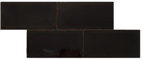 Terre d'Azur Terre-Spatula wandtegel 10x20cm zwart glans