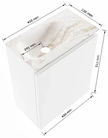 Mondiaz Ture DLux toiletmeubel 40cm linen met wastafel glace links met kraangat