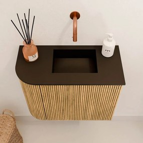Mondiaz Joya 50cm toiletmeubel ronding links oak met wastafel faye rechts zonder kraangat urban