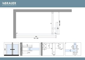 Brauer Oblivion inloopdouche helder glas 100cm met 40cm zijwand RVS geborsteld PVD