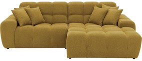 Goossens Excellent Bank Kubus - 30 X 30 Cm Stiksel geel, stof, 1,5-zits, modern design met chaise longue rechts