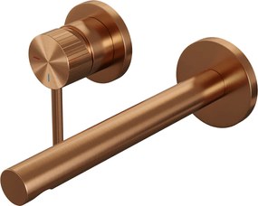 Brauer Stripe inbouw wastafelkraan ColdStart met rechte uitloop en rozetten model A2 koper geborsteld PVD