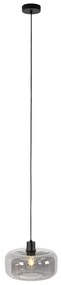 Art deco hanglamp zwart met smoke glas - Bizle