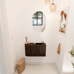 Mondiaz Joya 70cm toiletmeubel ronding links walnut met wastafel faye rechts 1 kraangat urban