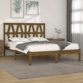 vidaXL Bedframe massief grenenhout honingbruin 135x190 cm 4FT6 Double