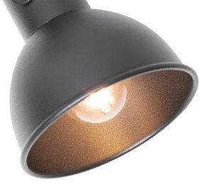 Industriële Spot / Opbouwspot / Plafondspot zwart met hout kantelbaar 2-lichts - Tommy Industriele / Industrie / Industrial E14 rond Binnenverlichting Lamp