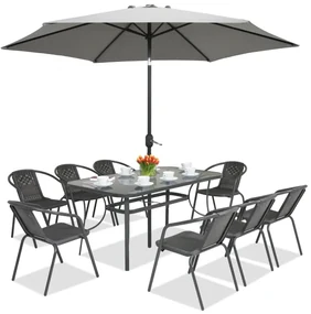 Metalen tuinmeubelen Modena/Bergamo voor 8 personen Garden Point antraciet