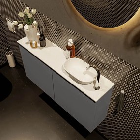 Mondiaz Fowy toiletmeubel 100cm dark grey met witte waskom rechts en kraangat