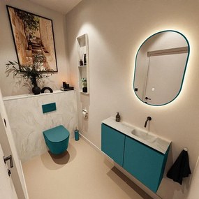 MONDIAZ TURE-DLUX 80cm toiletmeubel Smag. EDEN wastafel Ostra positie rechts. Zonder kraangat. TUREDX80SMAR0OST