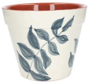 Bloempot, terracotta, blauw bladsilhouet,Ø 19 cm