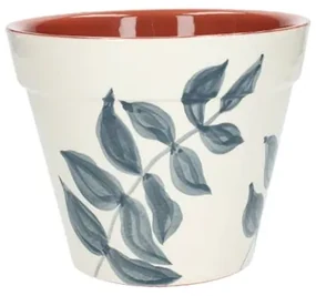 Bloempot, terracotta, blauw bladsilhouet,Ø 19 cm