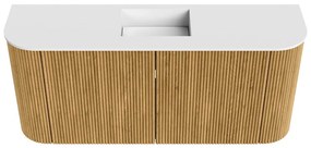 Mondiaz Joya 95cm toiletmeubel ronding links/rechts oak met wastafel faye midden zonder kraangat talc