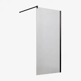 Vaste Douchewand Met 8 Mm Gehard Glas En Bristol Aluminium Matzwart & Transparant & 80 X 195 Cm - Sklum