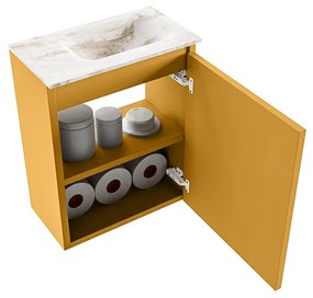 Mondiaz Ture DLux toiletmeubel 40cm ocher met wastafel frappe rechts met kraangat