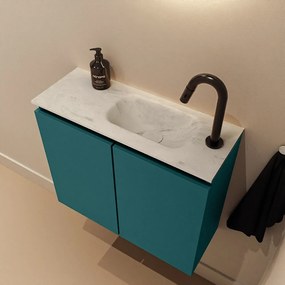 Mondiaz Ture DLux toiletmeubel 60cm smag met wastafel opalo rechts met kraangat