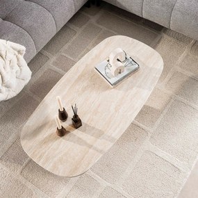Ovale Salontafel Travertin - 135 X 70cm.
