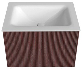 Mondiaz Kurve 60cm badmeubel ruby met 1 lade en wastafel cloud midden zonder kraangat