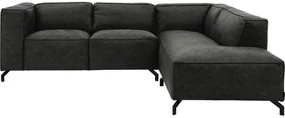 Goossens Bank Calvin grijs, micro leer, 2-zits, modern design met ligelement rechts